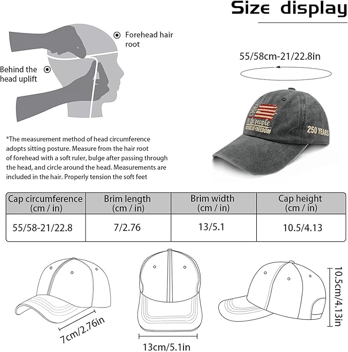 U.S. 250th Anniversary 250 Years Freedoms 1776-2026 Baseball Hats Funny