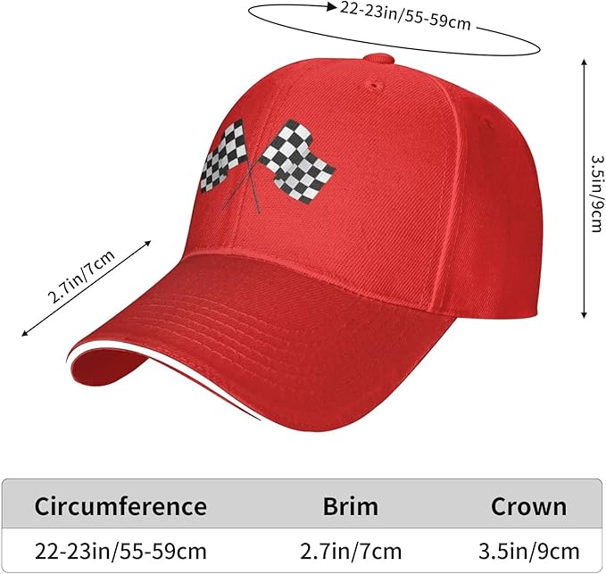 Waldeal Men's Baseball Caps Checkered Flags Race Car Flag Pole Adjustable Dad Hat