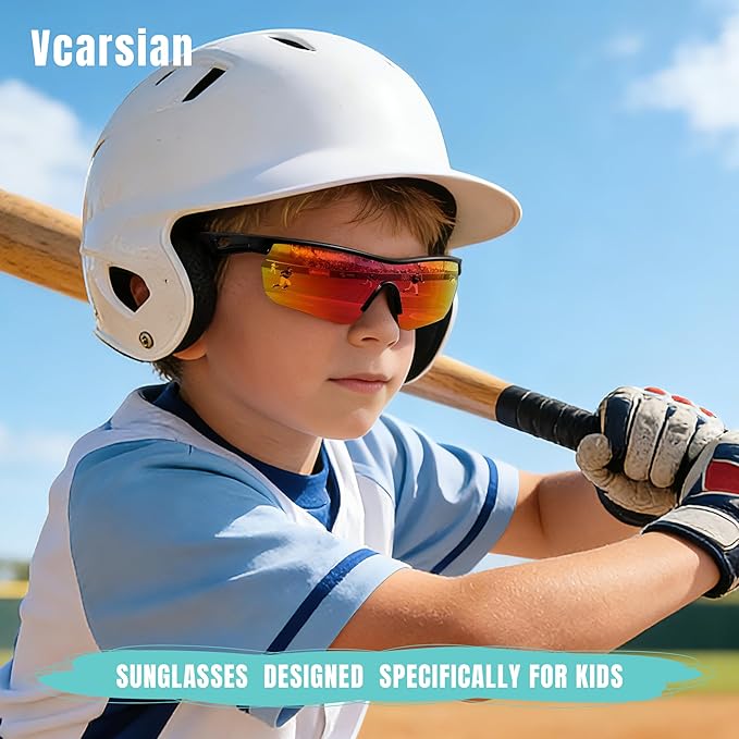 Kids Sunglasses Youth Baseball Sunglasses for Boys Girls 3-12 Polarized Softball Sports Goggles UV Protection