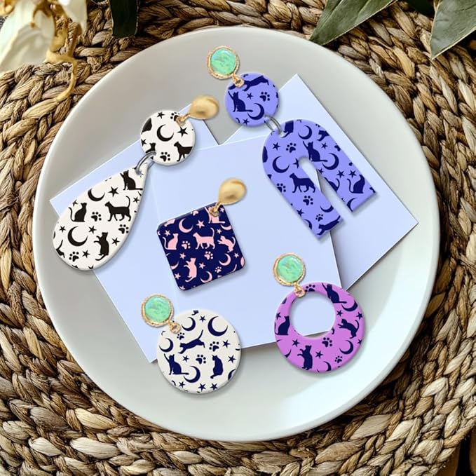 CHGCRAFT Cat Polymer Clay Texture Sheets Moon Stars Texture Stamp Sheets - Image 4