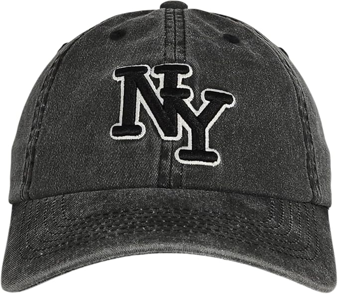 NY 3D Embroidered Cotton Dad Hat – New York Baseball Cap, Adjustable Metal Buckle Strap, Unstructured Low-Profile Style