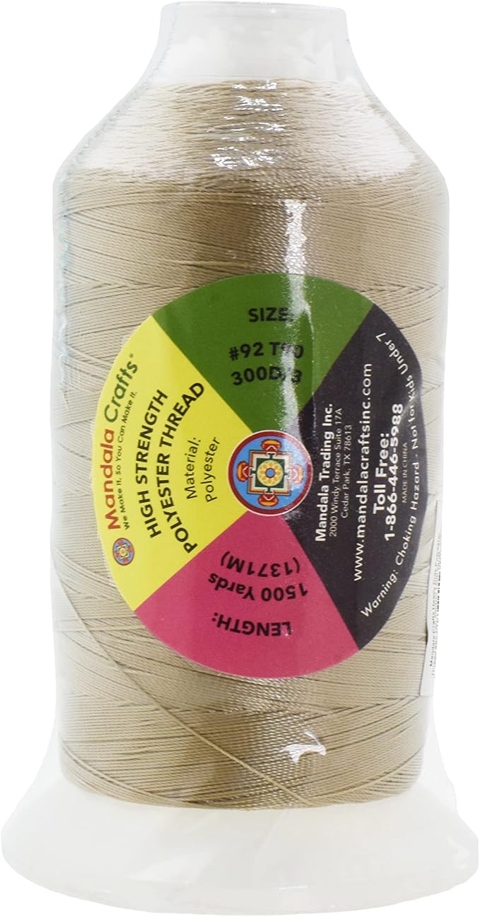 Mandala Crafts Beige Heavy Duty Thread -1500 Yds Tex 90 Thread - Image 3