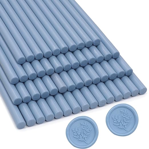 52pcs Dusty Blue Wax Sealing Sticks, Premium Glue Gun Wax Seal Sticks by Andotopee
