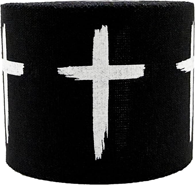 Cross Sports Athletic Tape 2 in x 30 ft 100% Cotton Christian Gift God Jesus Bible Verse Faith White Black Wrap Brace Wrist Ankle Finger Football Baseball Soccer Wrestling (1 Qty: Distressed Black)