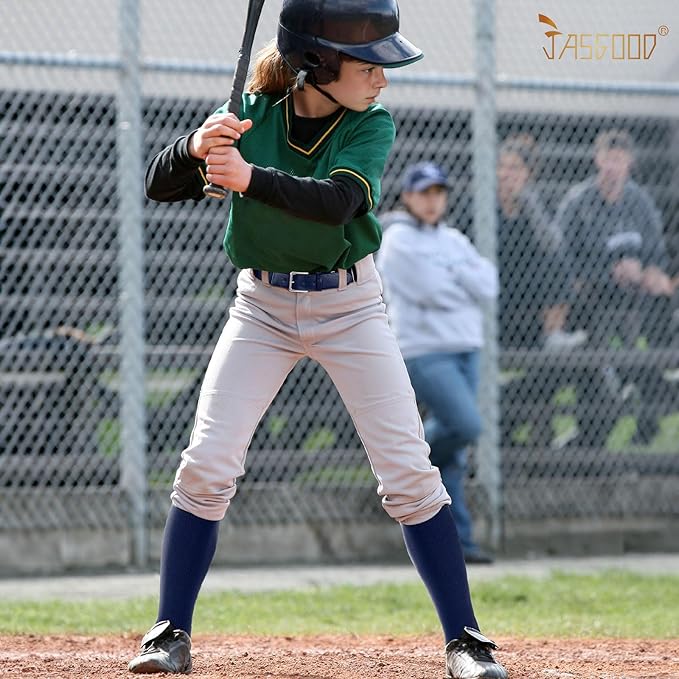 JASGOOD 2 Pack Baseball Socks and Belt Combo Set Softball Socks and Belts Elastic Waist Belt for Youth and Adult Boys