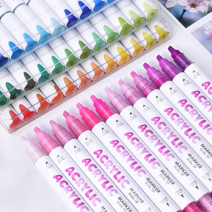 kander 12 Colors Dual Tip Acrylic Paint Markers, Coloring on Wood, DIY Crafts - Image 3