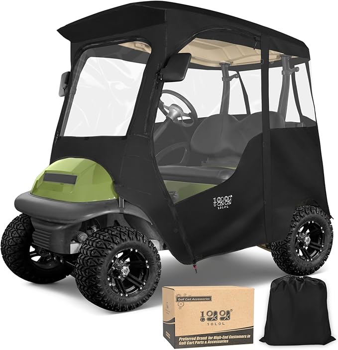 10L0L Deluxe 2 Passenger Enclosure for Club Car Precedent, Onward & Tempo Golf Cart, 4-Sided Clear PVC Window Rain Cover with Zipper Entry（NOT fit Yamaha）