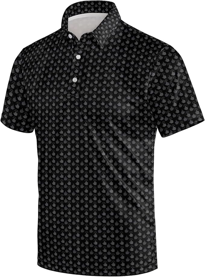 Golf Polo Shirts for Men Funny Print Short Sleeve Golf Shirts Performance Golf Polos