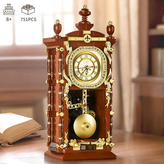 Retro Clock Building Set for Adults, Vintage Pendulum Clock Model - Image 6