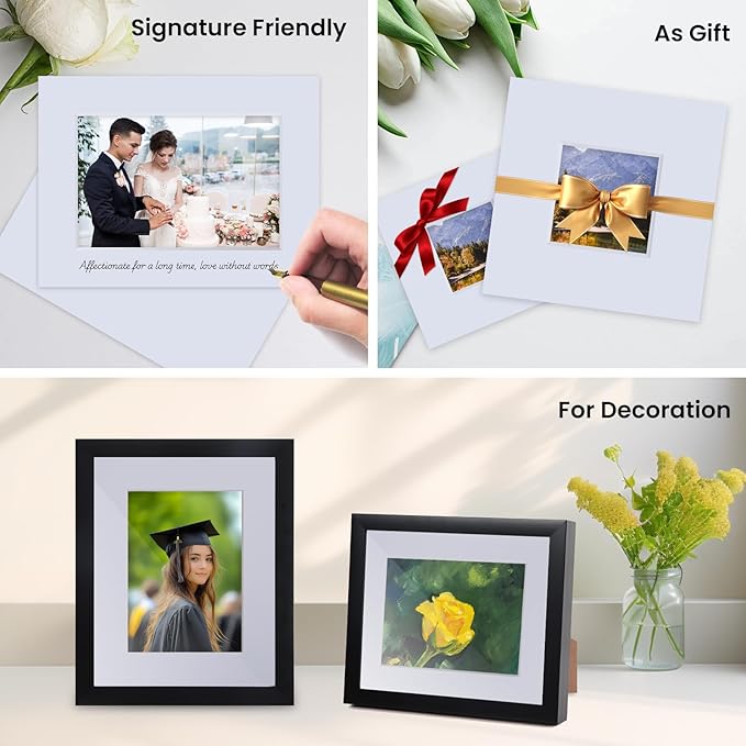 Falling in Art 5 Pack Acid Free 8x8'' White Picture Mats Board Show Kit - Image 5