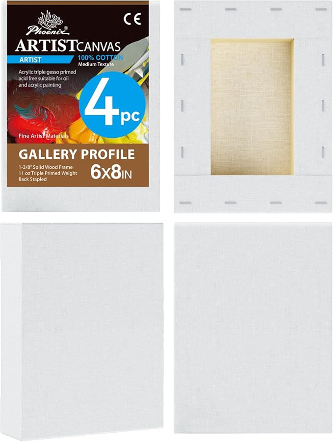 PHOENIX 6x8 Inch 4 Pack Gallery Canvas by PHOENIX