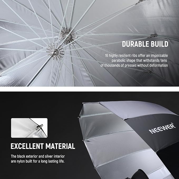 NEEWER 65"/165cm Parabolic Reflective Umbrella Photography - Image 6