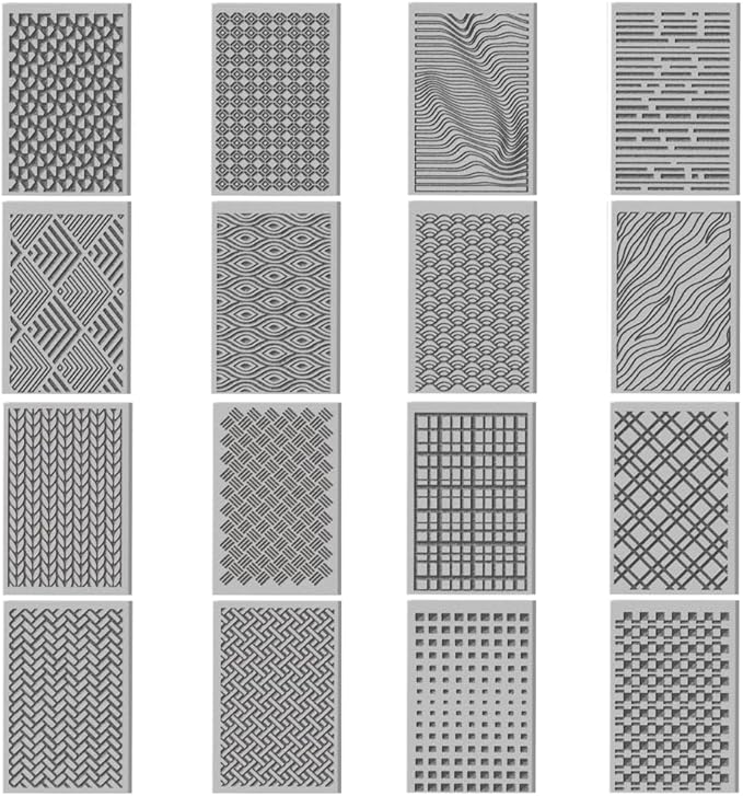 CHGCRAFT 16 Sheets Artistic Lines Clay Texture Mat Wavy and Plaid Pattern - Image 8