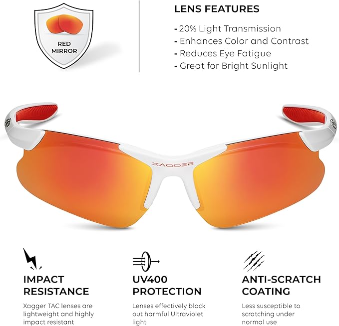 Xagger Kids Youth Polarized Sports Sunglasses for Boys Girls Baseball Softball Glasses TR90 Frame