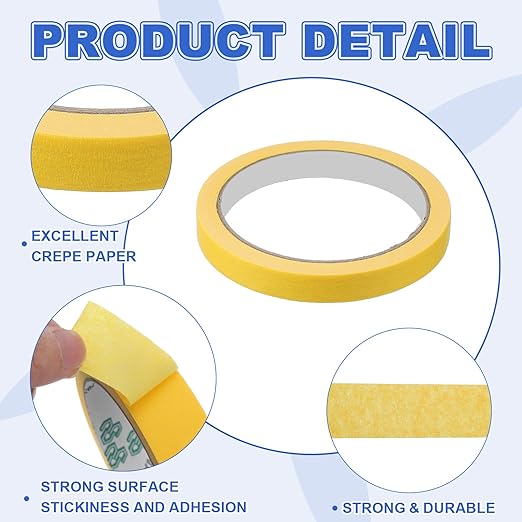 MECCANIXITY Masking Tape 0.5 Inch x 21 Yard Painter's Tape Yellow Paint Tapes - Image 3