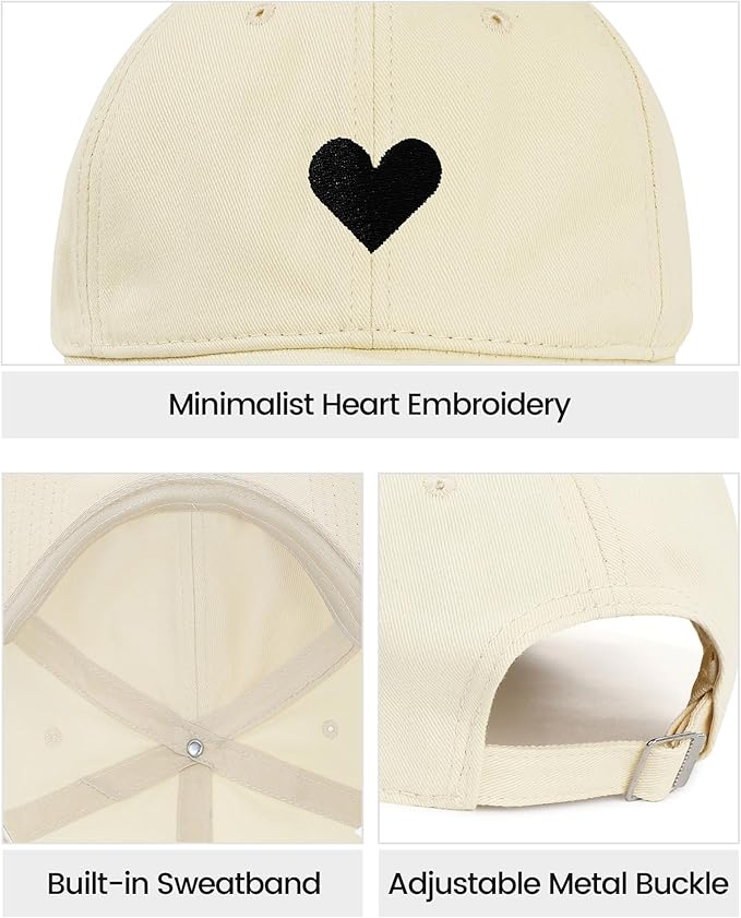 American Trends Womens Baseball Caps Cute Heart Dad Hat, Adjustable Cotton Unisex Cap for Workout, Golf & Everyday Wear