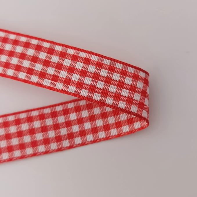 Red and White 100% Polyester Gingham Ribbon 25 Yards Each Roll - Image 8