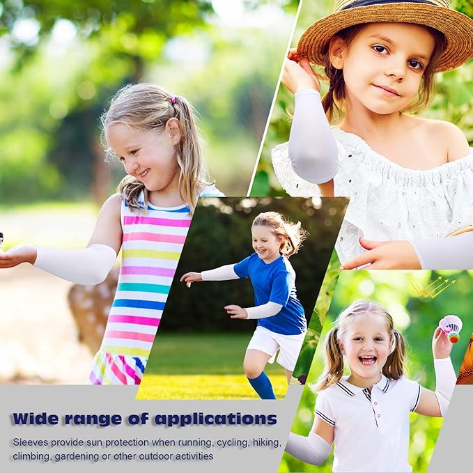 SATINIOR 6 Pairs Arm Sleeves for Kids, Compression UV Cooling Arm Sleeve for Baseball Football Youth Boy Girl Sports