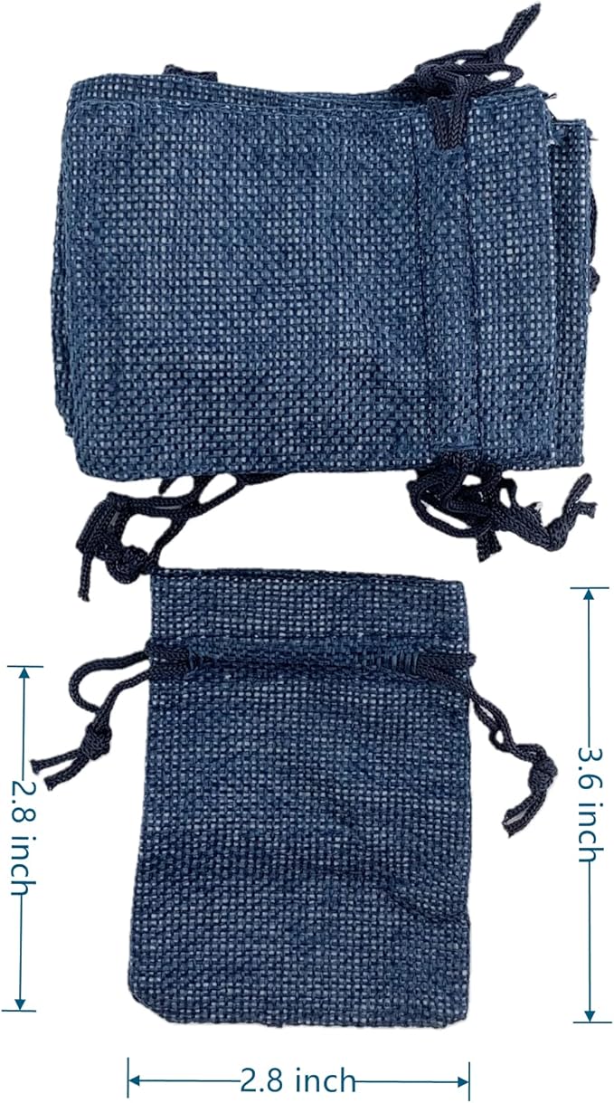 Palmhomee Pack of 25 Navy Blue Burlap Gift Bags - Image 3