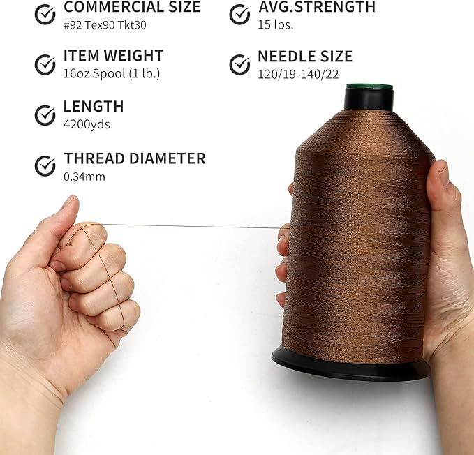 Extra Strong Bonded Nylon Thread #92 Tex90 – 16 OZ, Versatile Stitching Solution - Image 3