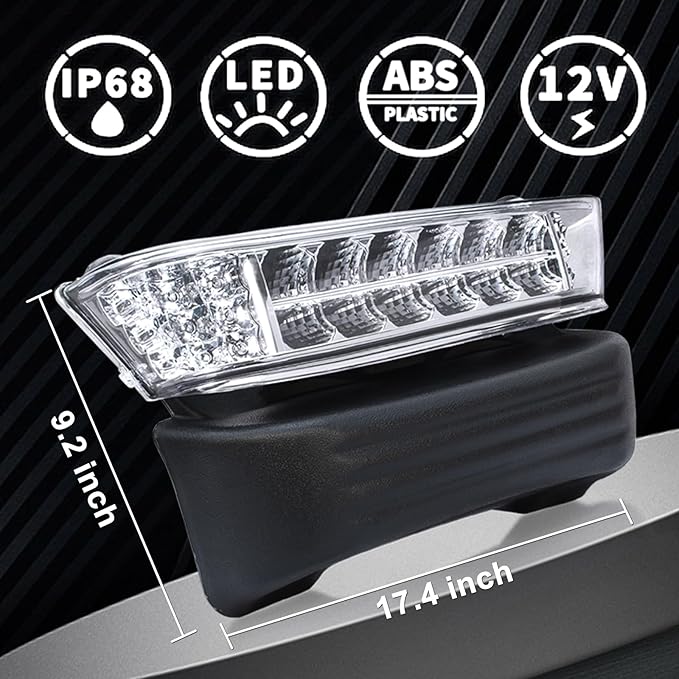 LED Headlight Kit with Front Bumper for Club Car Precedent 2004-Up, Street Legal Golf Cart Light Assembly with Turn Signal, 12V Replacement for Electric & Gas Models