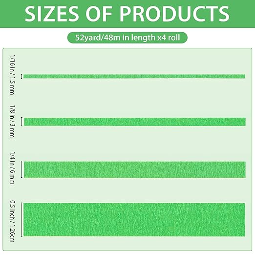 QDiShi 4 Rolls Fine Line Tape, Fineline Masking Tape in 1/16, 1/4 and 1/2 Inch - Image 2