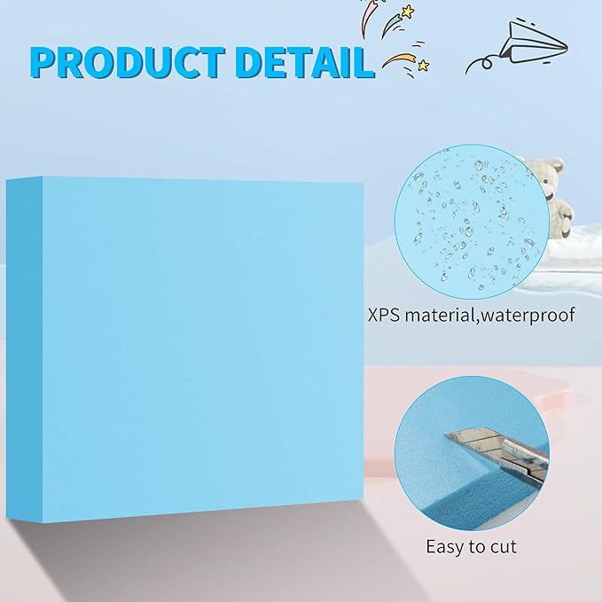 LuckyFoam Blue 5 Pack 12x12x1.5 inch Foam Sheets 1.5 Inch Thick Polystyrene - Image 6