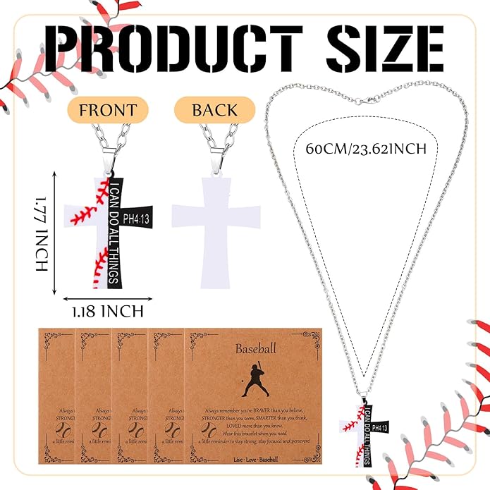 Tondiamo 24 Set Basketball Volleyball Cross Necklace with Card Sport Party Favors Charms Team Gift Bulk Religious Cross Necklace Christian Coach Gifts Jewelry for Sport Player Fans Men