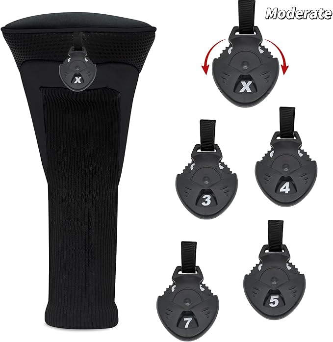 Golf Club Head Covers for Woods 3/4/5/6 Pieces Long Neck Mesh Sports Golf Club Headcovers Set with Interchangeable No. Tags 3 4 5 6 7 X Golf Accessories for Men Women