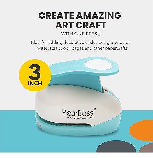 BearBoss 3 Inch Circle Punch, Hole Punch Shapes, Paper Punch Set - Image 2