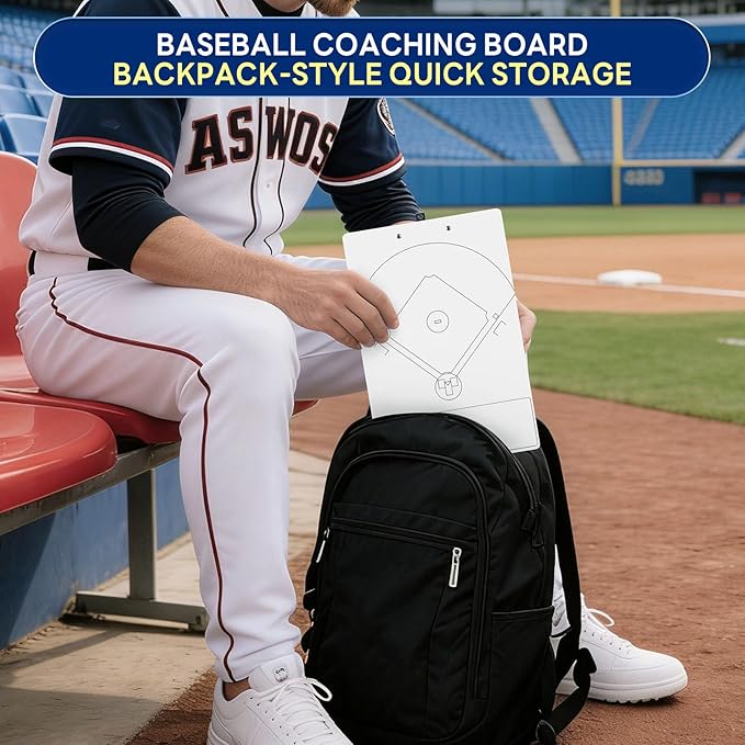 Magnetic Baseball Coach Clipboard, Dry Erase Coach Lineup Board, Premium Tactical Baseball Coaching Board with 40 Lineup Cards and Marker, Dugout Display Softball Coaching Accessories