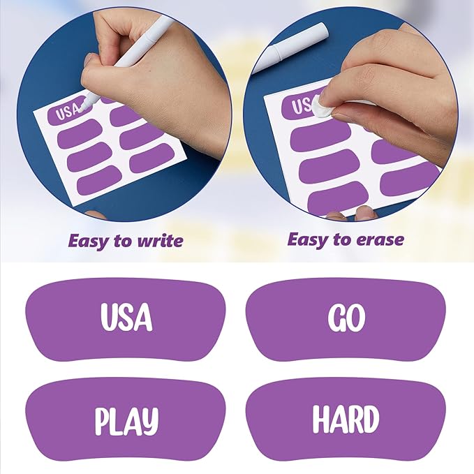 Sumind 48 Pairs Eye Strips Sports Eye Stickers Breathable Strips with 1 White Pencil for Baseball Football Softball Fans on Game Day(Purple)