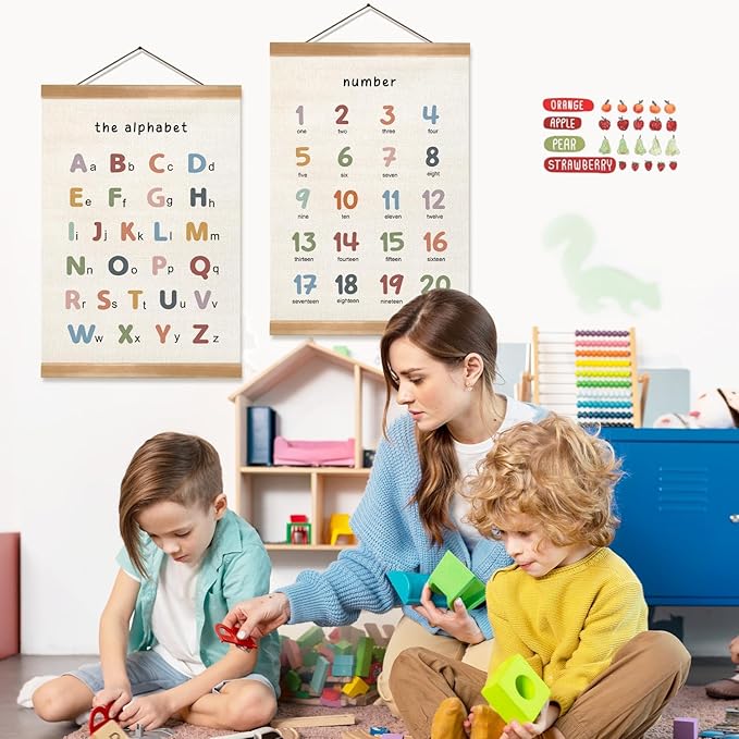 ZTGDA Alphabet Numbers Poster Set of 2, Alphabet Numbers Wall Art, ABC Banner - Image 4