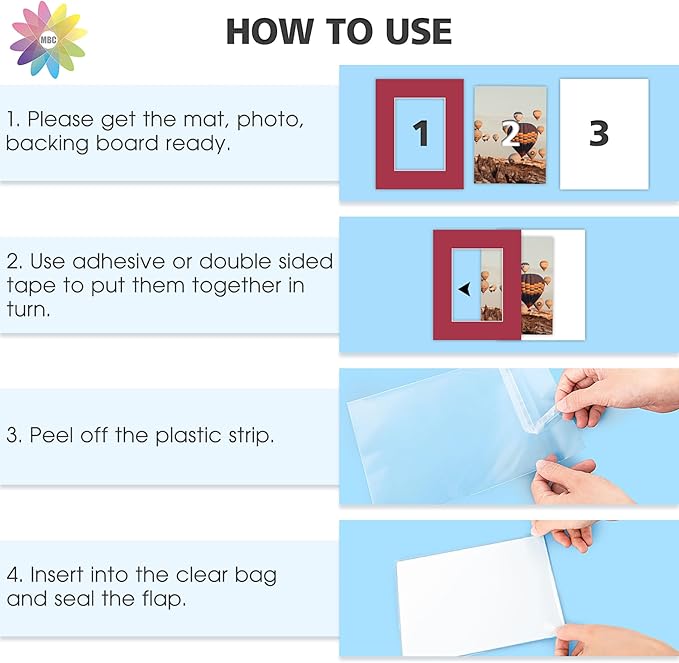 Mat Board Center, 8x10 for 5x7 Mix Color Picture Mat Sets - Image 6