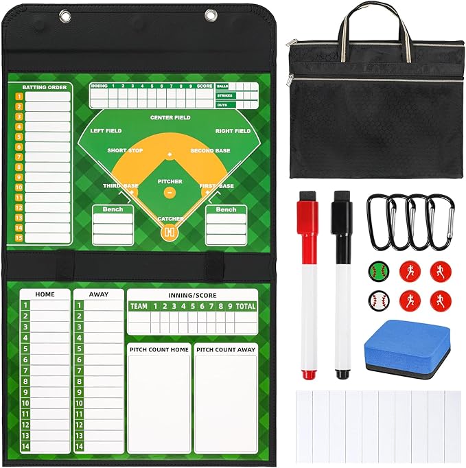 AOLEBA Baseball Lineup Board for Dugout,Dry Erase Magnetic Metal Baseball Clipboard for Coaches