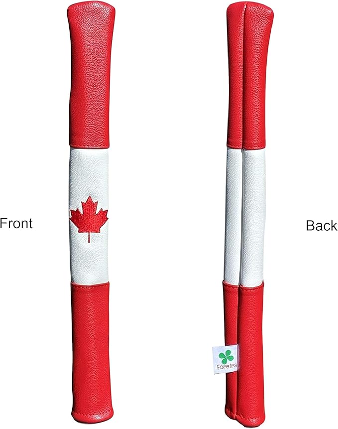 Foretra Driver Headcover Golf Club Covers Blade Mallet Putter Cover Alignment Stick Holder Hybrid Fairway Wood Head Cover Canada Flag Style Novelty Golf Accessories for Most Brands