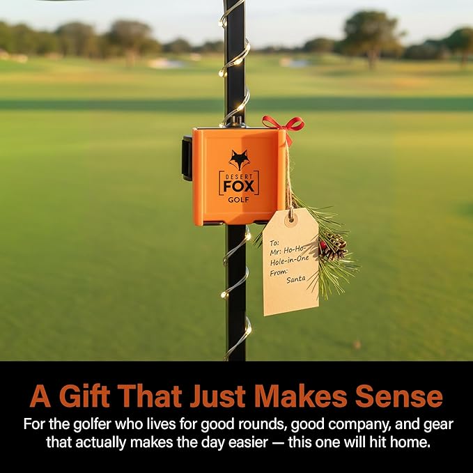 DESERT FOX GOLF Phone Caddy – Adjustable Golf Cart Phone Holder with Secure Strap for Hands-Free GPS & Golf Apps – Universal Fit - Orange