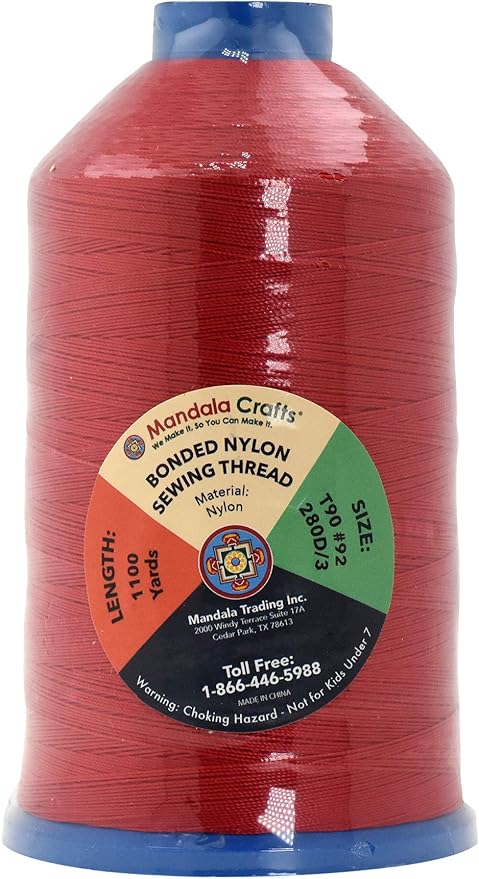 Mandala Crafts Bonded Nylon Thread Red Heavy Duty Sewing Threads - Image 2