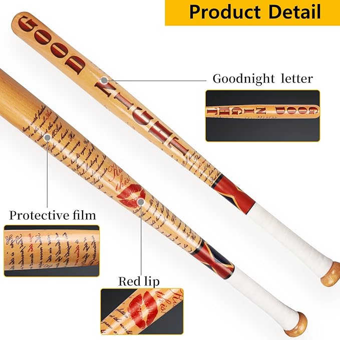 28 Inch Baseball Bats Wooden Baseball Bat Cosplay Halloween Parties Costume Prop for Women Birthday Easter Gift