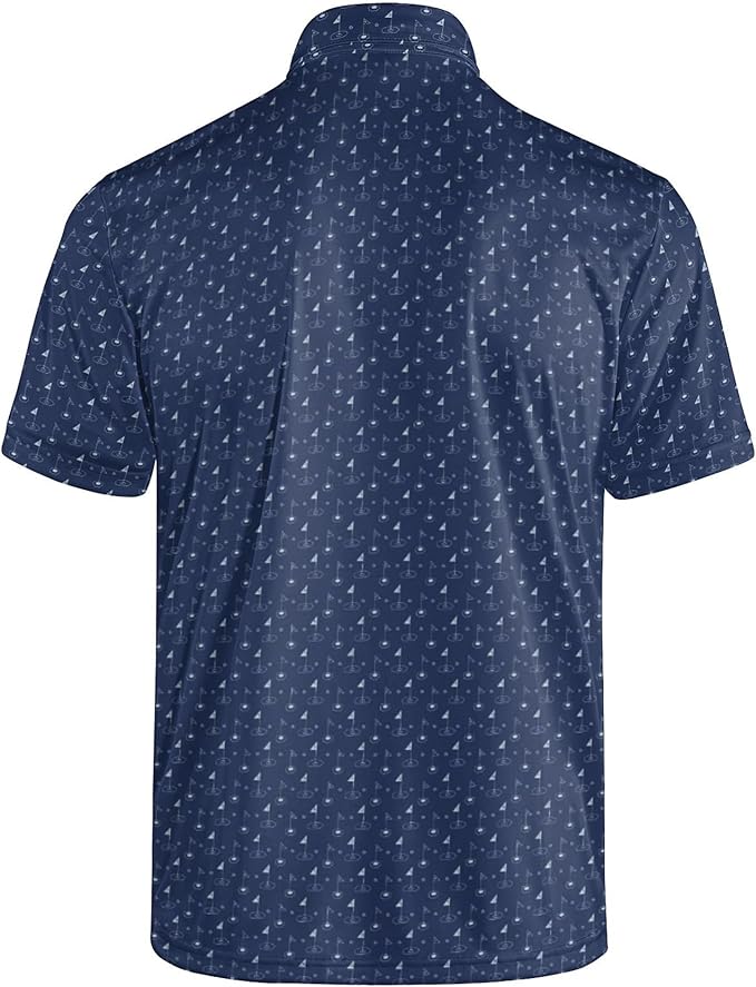 Golf Polo Shirts for Men Funny Print Short Sleeve Golf Shirts Performance Golf Polos