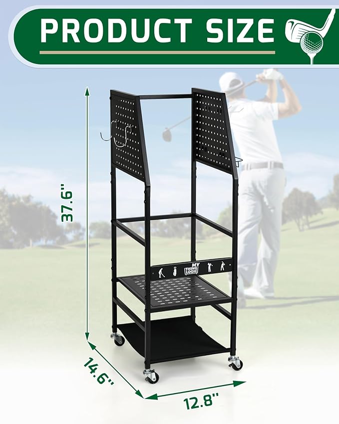 Mythinglogic Golf Storage Garage Organizer, Golf Bag Storage Stand and Other Golfing Equipment Rack, Extra Storage Rack for Golf Clubs