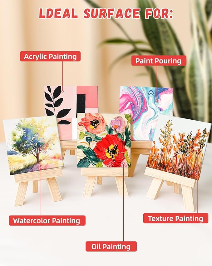 Simetufy Small Painting Canvas Panels 6x6 Inch, 12 Value Pack - 8 Oz Triple - Image 7