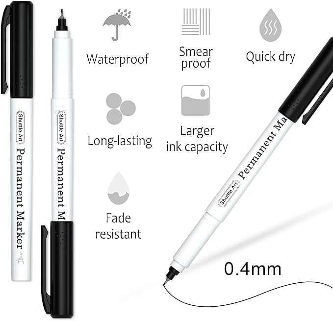 Shuttle Art Permanent Marker, 30 Pack Ultra Fine Point Black Permanent Marker - Image 2