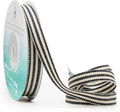 CT CRAFT LLC Ivory Cotton Black Stripes Ribbon 3/8" x 10 Yards by CTCRAFTLLC