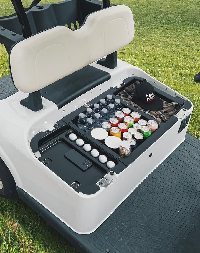 KEMIMOTO Upgraded Golf Cart Under Seat Storage Tray Compatible with EZ-GO RXV Elite Golf Carts, Durable ABS Underseat Organizer, 110 Lbs Capacity, Black