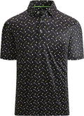 Alex Vando Mens Golf Shirt Moisture Wicking Quick-Dry Print Performance Polo Shirts for Men