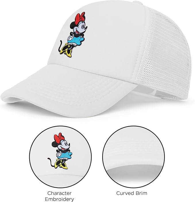 Disney Adult Trucker Hat, Minnie Mouse Mesh Snapback Baseball Cap