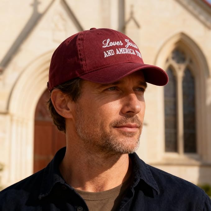 Faith Christian Patriotic Embroidered Baseball Cap, Vintage Cotton Dad Hat for Men Women, Birthday