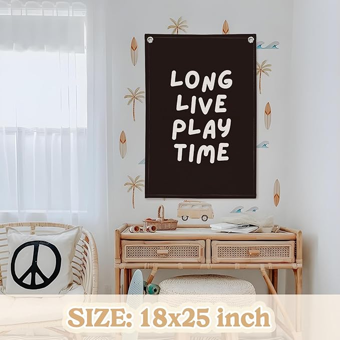 Playroom Decor, Play Room Wall Decor, Long Live Playtime Linen Banner, Baby - Image 2