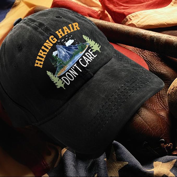 Hiking Adjustable Washed Cotton Baseball Cap, Funny Retro Trucker Hat Gift for Men Women Dad Mom Hiking Lover